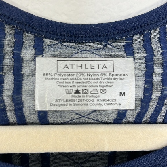 Athleta Finish Fast Line Tee Navy/White Size Medium #591287 - Picture 3 of 9